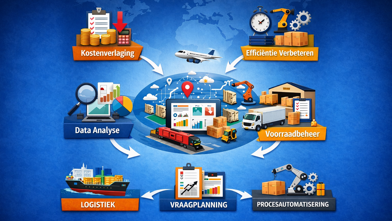 Supply chain optimalisatie illustratie